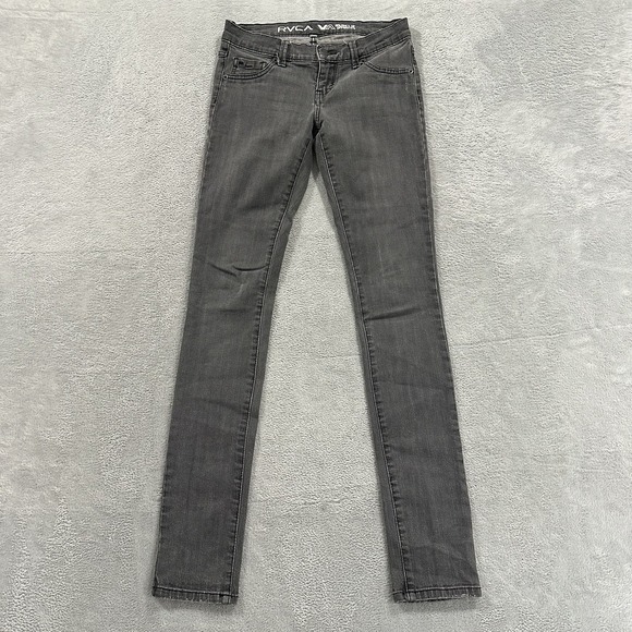 RVCA VA Skinny Jeans Women's 26 Gray Denim Normcore - Picture 1 of 9